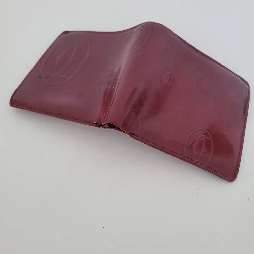 Cartier Happy‎ Birthday Men's Bifold Leather Red Wallet Medium Card Bill Holder
